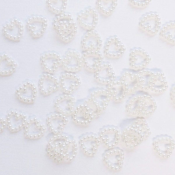 100 x perles acryliques blanches en forme de coeur coeurs recto-verso 11 mm décorations de table, fabrication de cartes