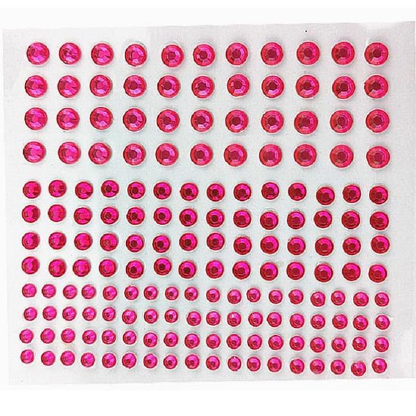 172 pièces 3 tailles de feuilles d'autocollants auto-adhésifs décoratifs en cristal acrylique rose fuchsia, embellissements de 3 mm, 4 mm et 5 mm pour le scrapbooking