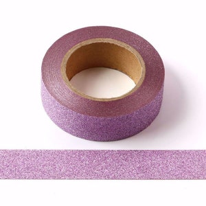 Ruban adhésif décoratif Washi scintillant lilas mauve clair scintillant, 15 mm x 10 mètres, respectueux de l'environnement, Bullet Journal