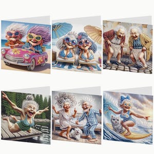 Kit de 6 cartes de voeux DIY drôle grand-mère/grand-père peinture diamant