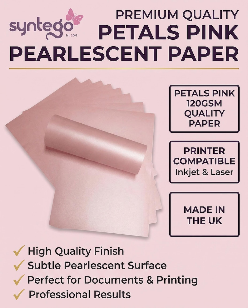 10 x A4 Card Petals Pink Pearlescent Shimmer 290gsm / 110lb Cover Card Making Invitations image 3
