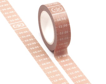 Pink and White Time Schedule Washi Tape 15mm x 10 Meters Eco Friendly Bullet Journal