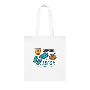 Beach Essentials Tote, große Segeltuch Strandtasche, Sommer-Tasche, Urlaubstasche, Einkaufstasche, Einkaufstasche, Baumwolltasche