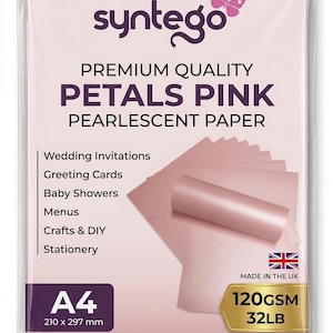 Pink Pearlescent Shimmer Paper A4 | Petals Double Sided 120gsm | Craft Paper for Wedding Invitations, Card Making & Scrapbooking