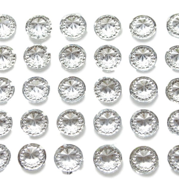 40 x Self Adhesive CLEAR Round Diamond Rhinestones Acrylic Crystals Stick on Gems For Card Making, Crafts, Wedding Invitations