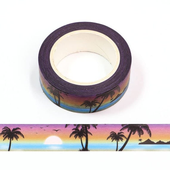 Palm Tree Sunset Washi Tape Decorative Self Adhesive Masking Tape 15mm x 10 Meters