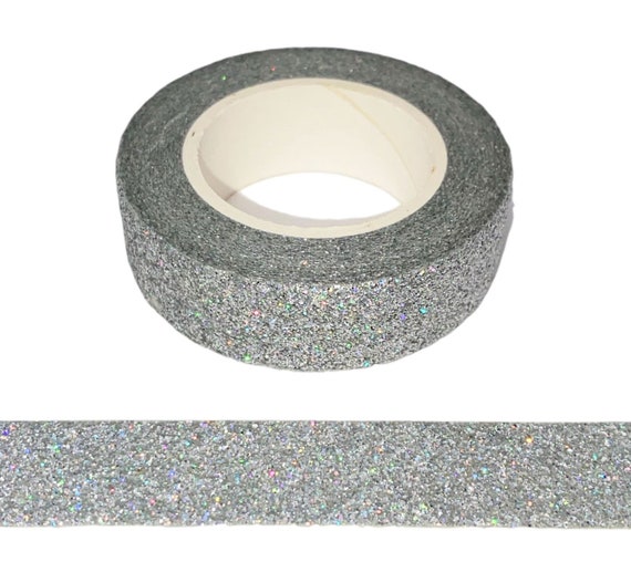 Iridescent Silver Glitter Washi Tape Decorative Tape 15mm x 5 Meters