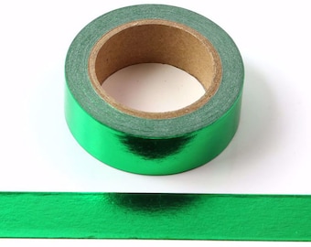 Green Solid Foil Washi Tape  Decorative  Masking Tape 15mm x 10 Meters Eco Friendly Bullet Journal