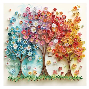 Kit de peinture diamant 5D arbres floraux magiques bricolage pour adultes 30 cm x 30 cm cristal broderie strass toile