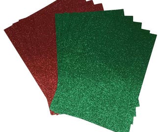 Red & Green Glitter Paper A4 150gsm | Christmas Glitter Card Making Paper | Xmas Craft Paper | 10 Sheets