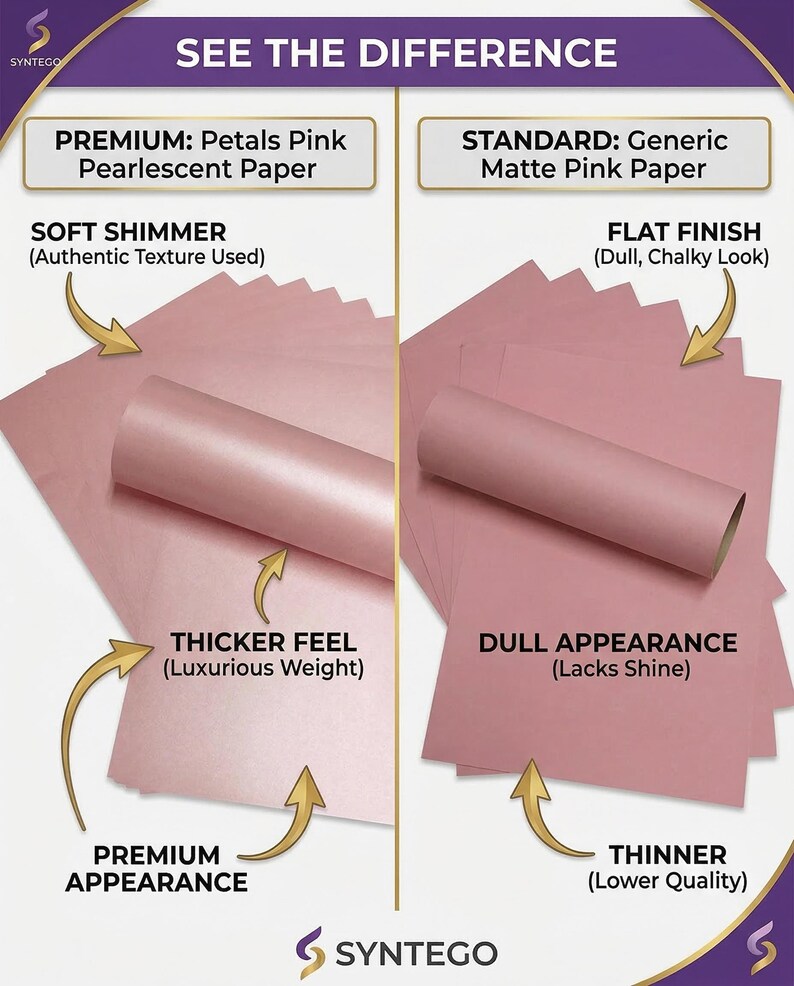 10 x A4 Card Petals Pink Pearlescent Shimmer 290gsm / 110lb Cover Card Making Invitations image 6