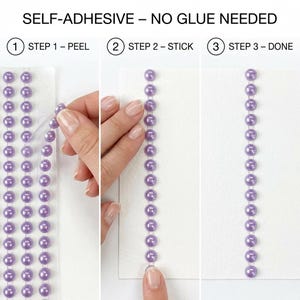 200 Lilac Purple Pearl Beads: 6mm Self Adhesive Embellishments image 6