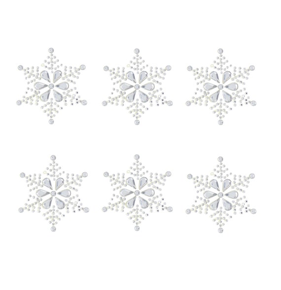 6 x Large Snowflake Rhinestone Stickers Embellishments Sparkly Resin Self  Adhesive Stickers for Crafts Christmas Cards