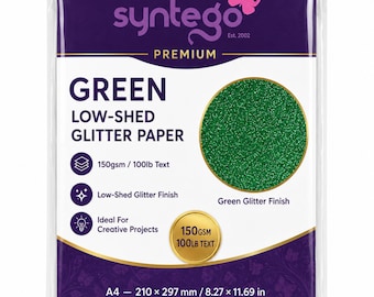 Grünes Glitzerpapier A4 (10 Blatt) | 150 g/m² Glitzerkarton, abriebfest, ideal für Kartenbasteln, Weihnachtsdeko und Scrapbooking