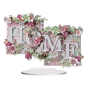 Kit di pittura a diamante 5D, bellissimo kit di pittura a diamante da tavolo con motivo floreale rosa per la casa, ricamo a diamante da tavolo, decorazione floreale per la casa