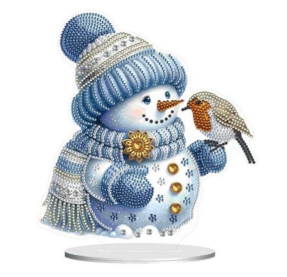 DIY Christmas Snowman Diamond Art Kit: Robin Table Decoration