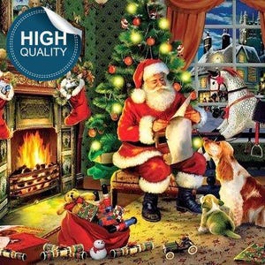 Cuadro de Papá Noel con diamantes: bordado de diamantes DIY (40 x 30 cm)