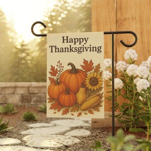 Thanksgiving Garden Banner, Fall Decor, Seasonal Yard Flag, Autumn Home Decoration, Outdoor Thanksgiving Sign