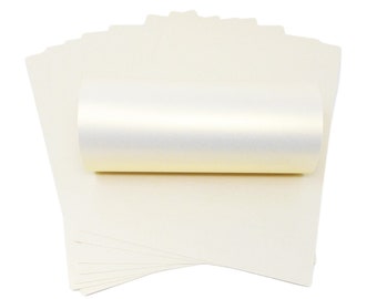 Luxury Ivory Ice Gold Pearlescent A4 Shimmer Paper - Double Sided Decorative Cardstock 300gsm - Ideal for Weddings and Crafts (10 Sheets)