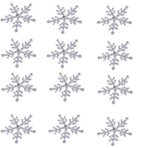 12 x Snowflake Rhinestone Stickers Embellishments Sparkly Resin Self  Adhesive for Crafts Christmas Cards