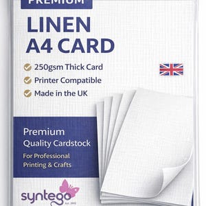 Cartulina blanca de lino tamaño A4, 250 g/m² / Cartulina texturizada con relieve de tejido de seda para la creación de tarjetas, invitaciones de boda y manualidades.