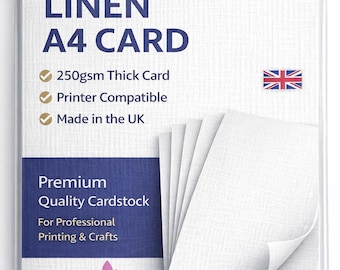 A4 White Linen Card 250gsm | Embossed Silkweave Textured Cardstock for Card Making, Wedding Invitations & Crafts
