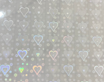 10 Sheets Self Adhesive Sparkle Love Hearts Transparent Holographic Vinyl Overlay Sheets Laminate Stickers