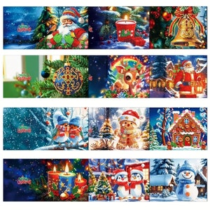 Kit di pittura a diamante fai da te 5D da 12 pezzi, kit per biglietti di auguri di Natale per adulti - Kit di pittura a diamante per biglietti di auguri di Natale, decorazione