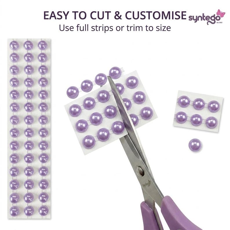 200 Lilac Purple Pearl Beads: 6mm Self Adhesive Embellishments image 5