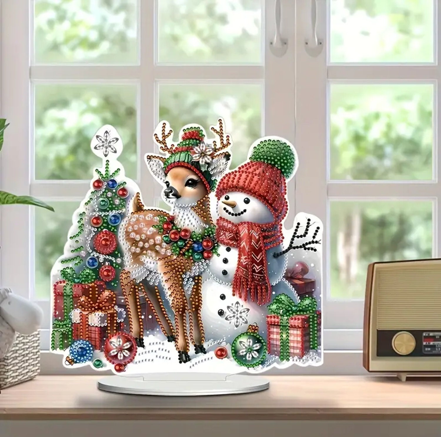 Syntego 5D Diamantmalerei Set 'Schneemann & Rentier' – DIY Weihnachtsdeko Mit Kristall-Strass