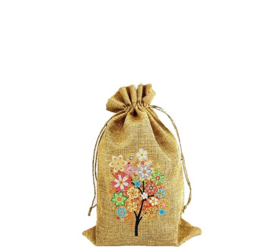 5D DIY Diamond Art Painting Floral Tree Linen Gift Sack Bag DIY ...