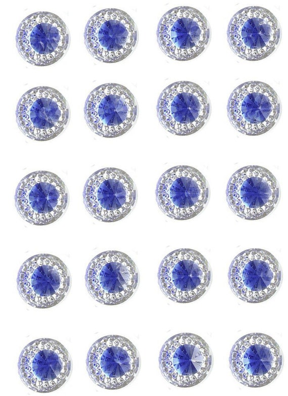 40 X Self Adhesive Royal Blue Round Diamond Rhinestones Acrylic Crystals  Stick on Gems for Card Making, Crafts, Wedding Invitations 