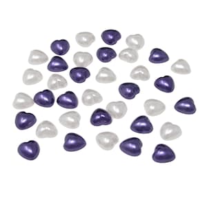 100 x branco e roxo 8 mm pérola com fundo plano em forma de coração gemas casamentos, artesanato, natal