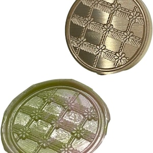 Floral Plaid Wax Seal Stamp Head: Vintage Brass Sealing (25mm)