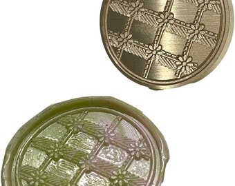 Floral Plaid Wax Seal Stamp Head: Vintage Brass Sealing (25mm)