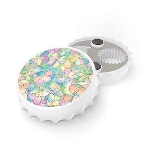 Stained Glass Effect Floral Bottle Opener | Colorful Summer Barware, Birthday Gift, Wedding Favor, Kitchen Decor, Party Essential