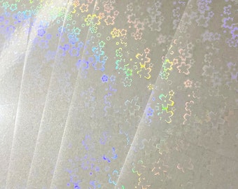 10 Sheets Self Adhesive Floral Pattern Transparent Holographic Vinyl Overlay Sheets Stickers