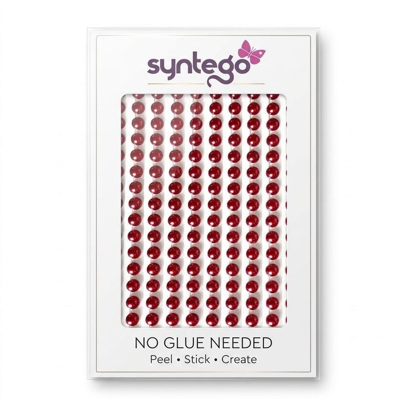 Burgundy Pearl Stickers: Round Adhesive Embellishments (6mm, 200 pcs) image 1