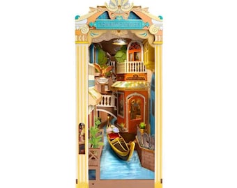 Romantic Venice DIY Book Nook Kit - Miniature Bookshelf Insert Diorama | Handcrafted Book Nook Gift