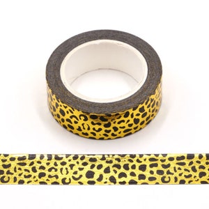 Ruban adhésif décoratif auto-adhésif en Washi, feuille d'or, noir, imprimé léopard, Bullet Journal respectueux de l'environnement, 15 mm x 10 m