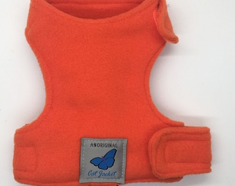 Escape proof "Butterfly Cat Jackets" Orange Fleece walking harness, jacket, holster, vest