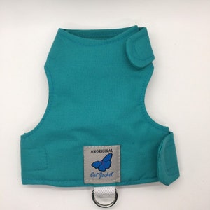 Escape proof when sized and fitted correctly, Aquamarine Plain "Butterfly Cat Jackets" walking harness, jacket, holster, ves