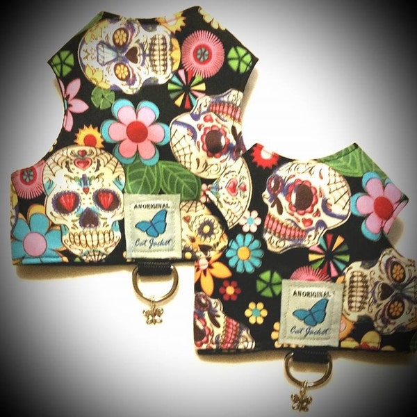 Escape proof Black Sugar Skulls "Butterfly Cat Jackets" walking harness, jacket, holster, vest