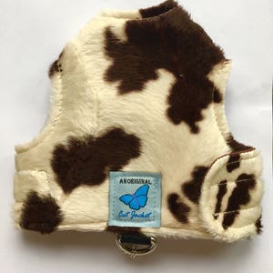 Escape proof when sized and fitted correctly Cow Faux Fur "Butterfly Cat Jackets" walking harness, jacket, holster, vest