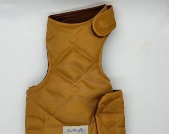 Escape proof "Butterfly Cat Jackets" Tan padded/waterproof walking harness, jacket, holster, vest