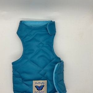 Escape proof "Butterfly Cat Jackets" Turquoise padded/waterproof walking harness, jacket, holster, vest