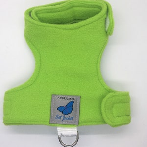 Escape proof "Butterfly Cat Jackets" Lime Green Fleece walking harness, jacket, holster, vest