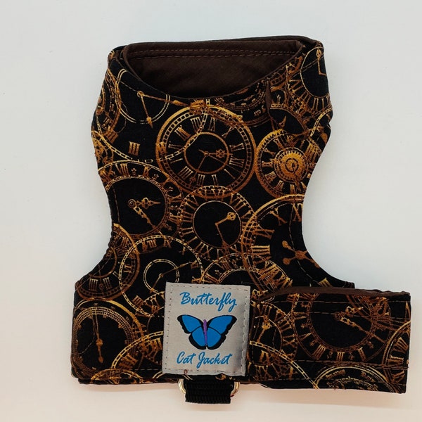 Escape proof when sized and fitted correctly, steampunk watches/clocks "Butterfly Cat Jackets" walking harness, jacket, holster, vest