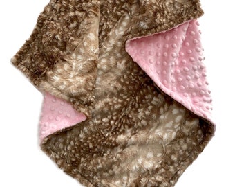 Personalized Fawn Minky Baby Blanket, Lux Cuddle Print