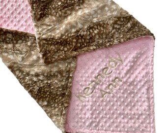 Personalized Fawn Lux Minky Baby Blanket, Cuddle Print